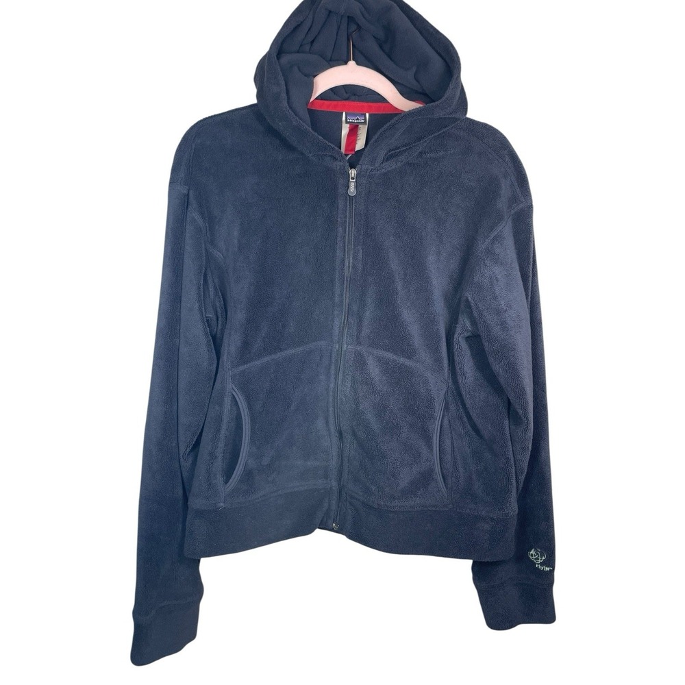 Patagonia Rhythm Womens Large Full Zip Fleece Hoodie Dark Gray 20930 S3‎
